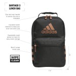 adidas Santiago 保温ランチバッグ（6.5L）、バックル付きハンドル、チャコール/ローズゴールド、ワンサイズ